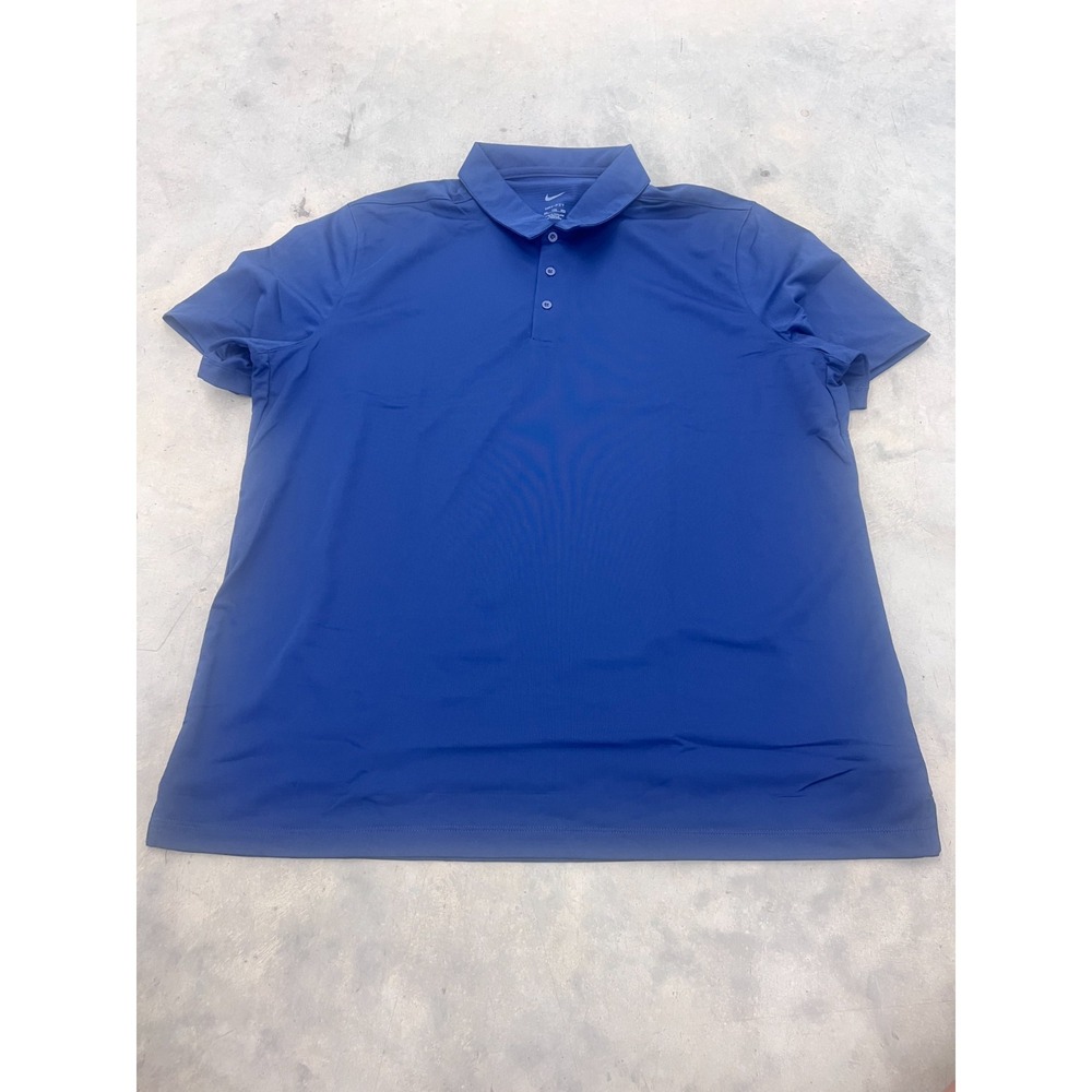 Nike DriFIT Polo Shirt Mens 2XL Blue Short Sleeve Athletic Golf Performance NWOT